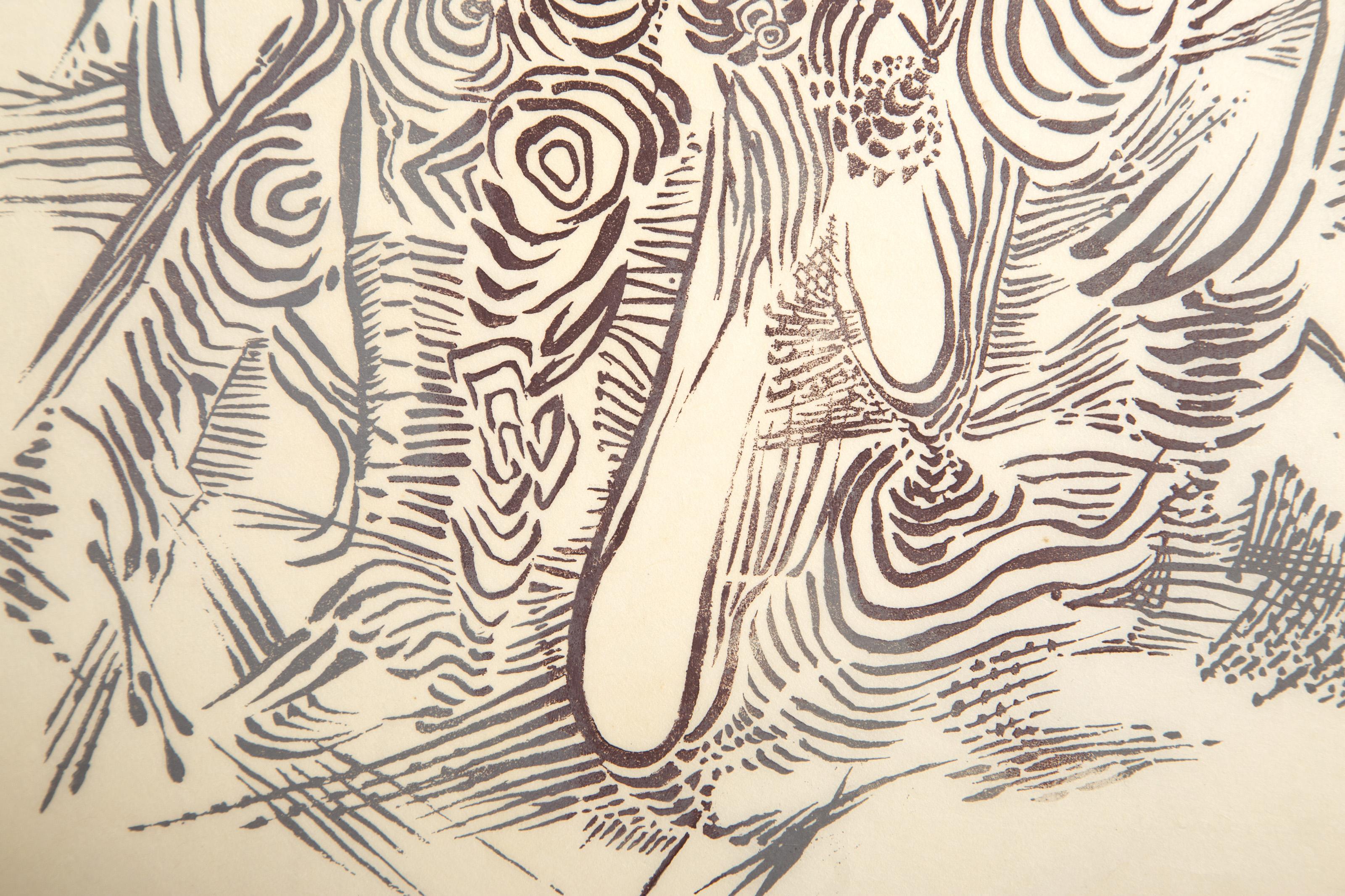 Abstract Composition, Abstract Woodblock by Wolfgang Paalen For Sale 3