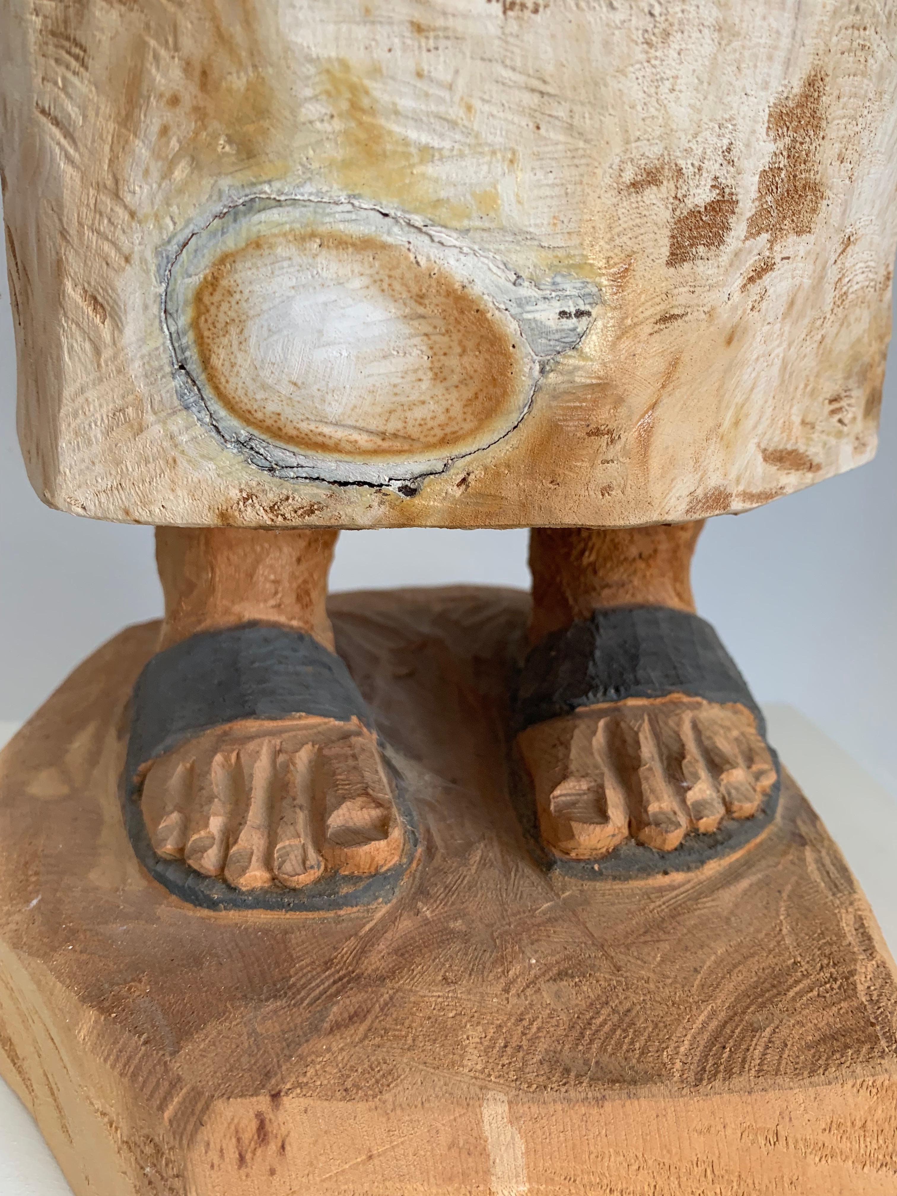 KHALID Wooden Sculpture Hand-Carved and Signed by the Artist with Gngraving For Sale 7