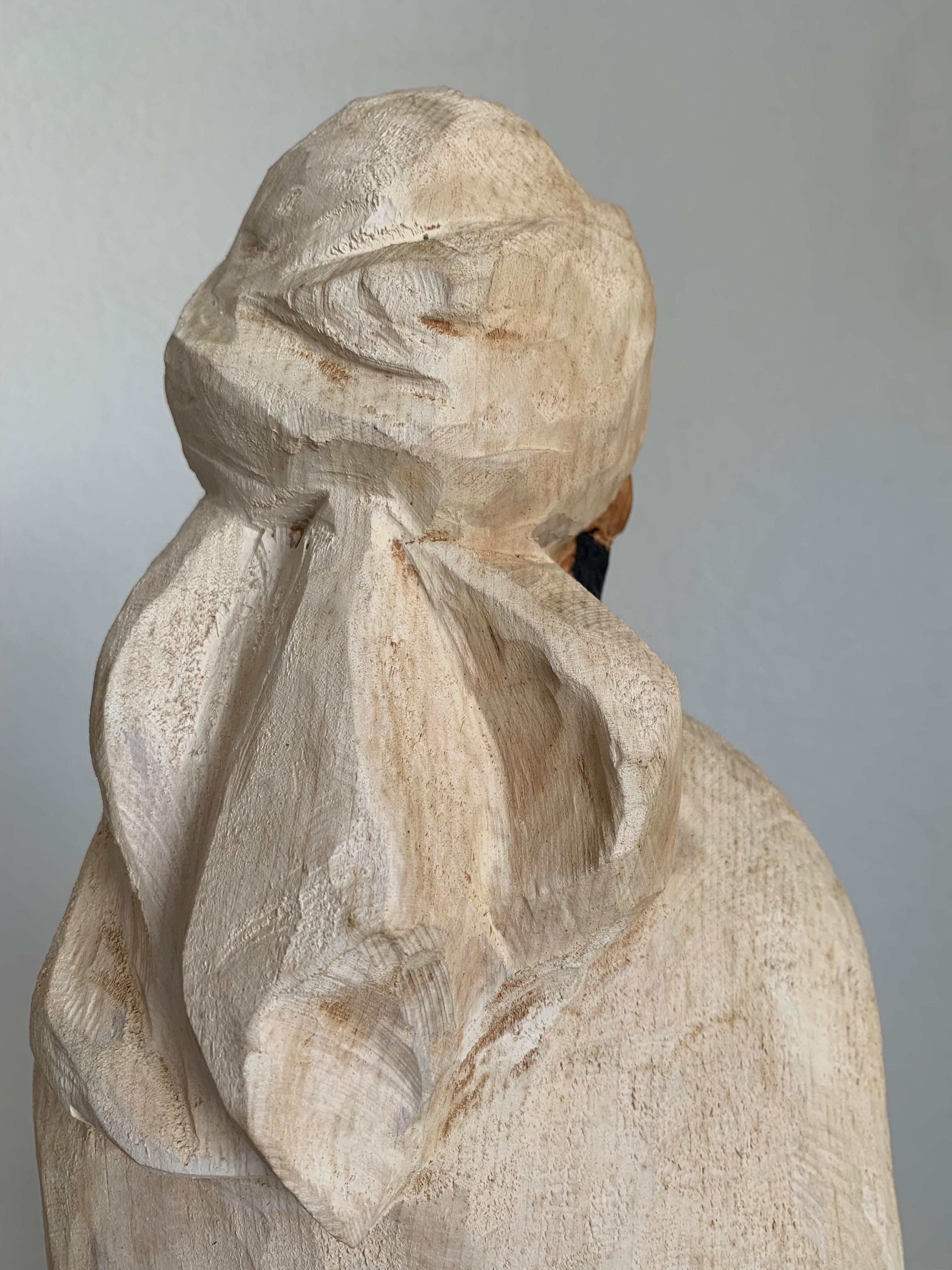 KHALID Wooden Sculpture Hand-Carved and Signed by the Artist with Gngraving For Sale 5