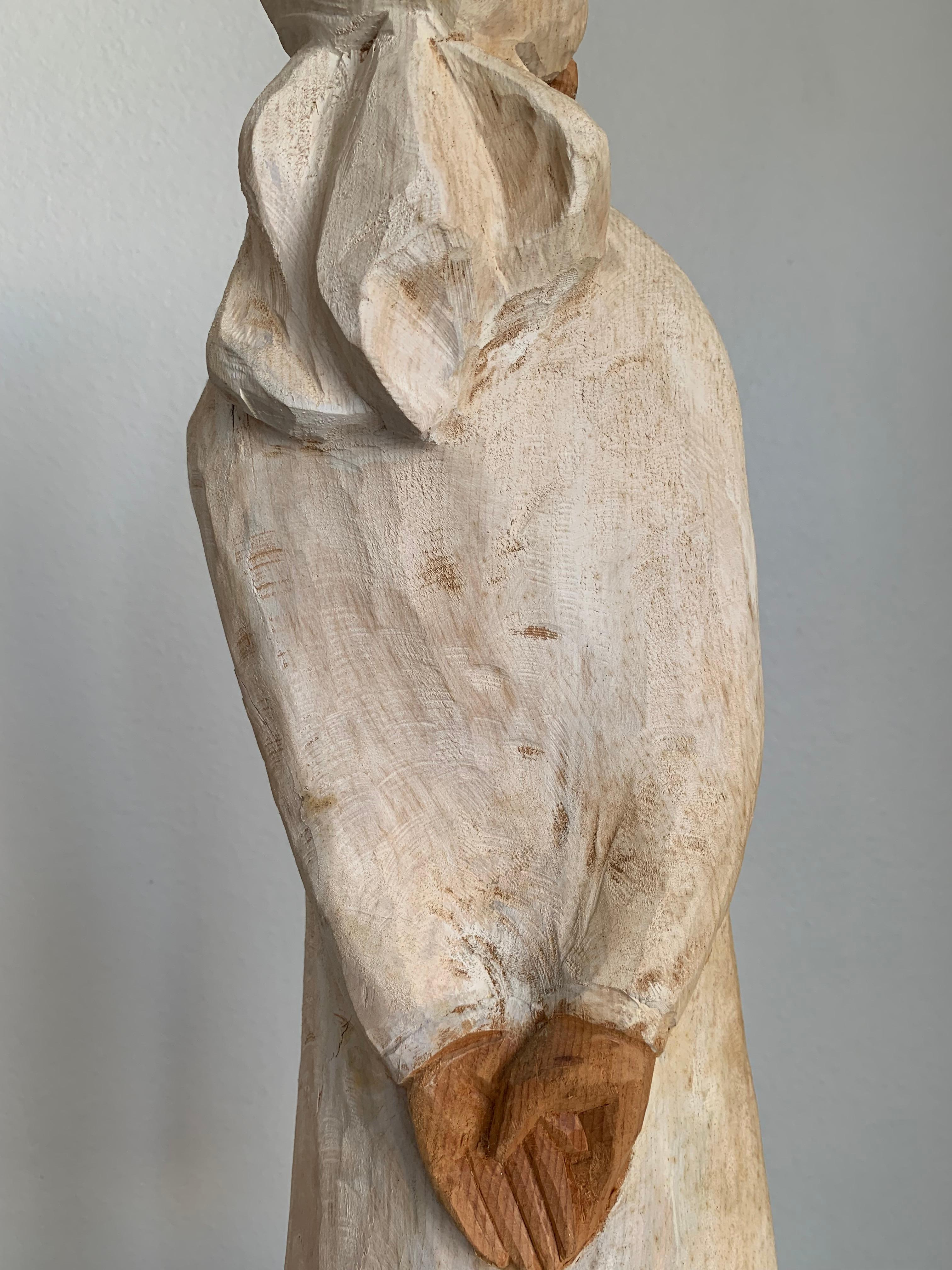 KHALID Wooden Sculpture Hand-Carved and Signed by the Artist with Gngraving For Sale 6