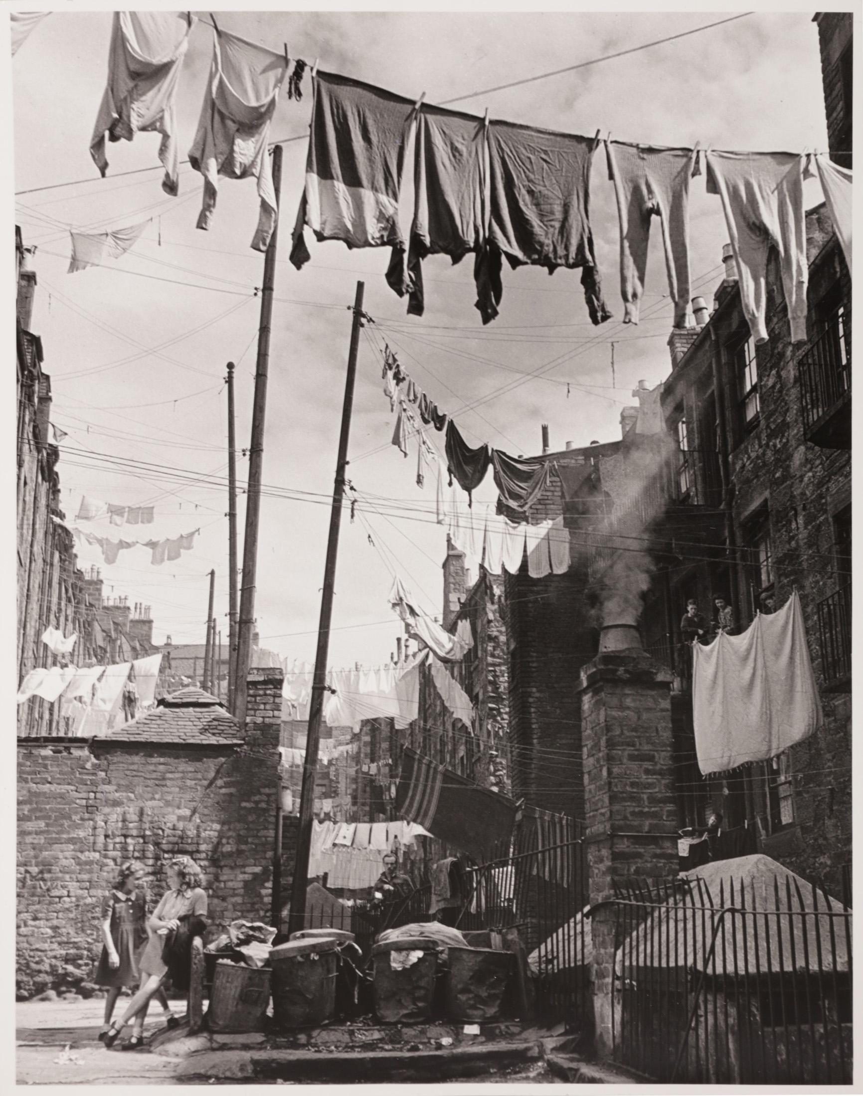 Wolfgang Suschitzky Black and White Photograph - Washing Strung Between the Tenements, Dundee, Scotland, 1946