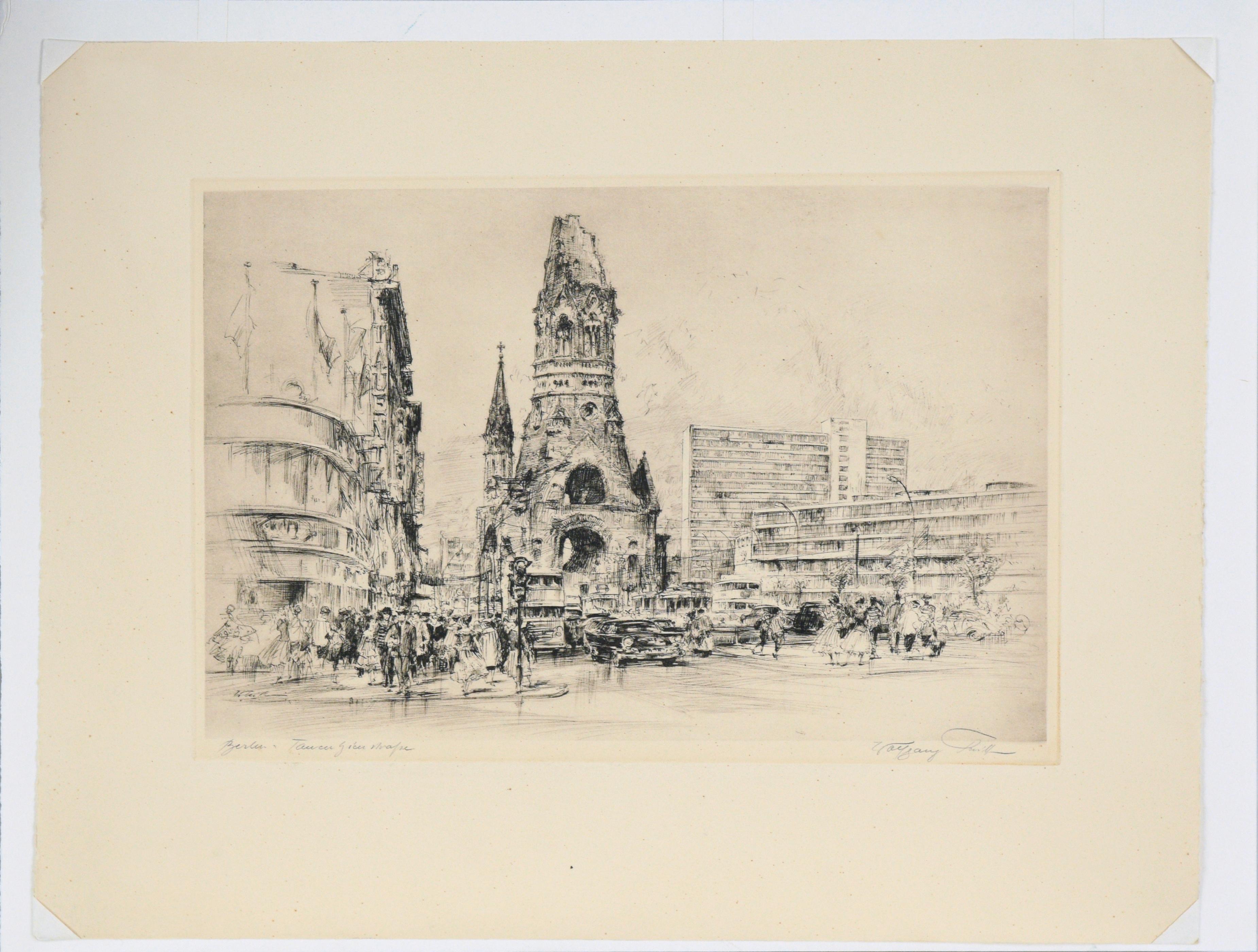 Kaiser Wilhelm Memorial Church in Berlin - Drypoint Etching on Paper For Sale 5
