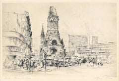 Kaiser Wilhelm Memorial Church in Berlin - Drypoint Etching on Paper
