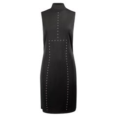 Wolford Schwarz Nieten Akzent Mock Neck Kleid Größe L