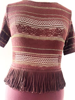 Body Wolford marrone con frange in maglia anni '90