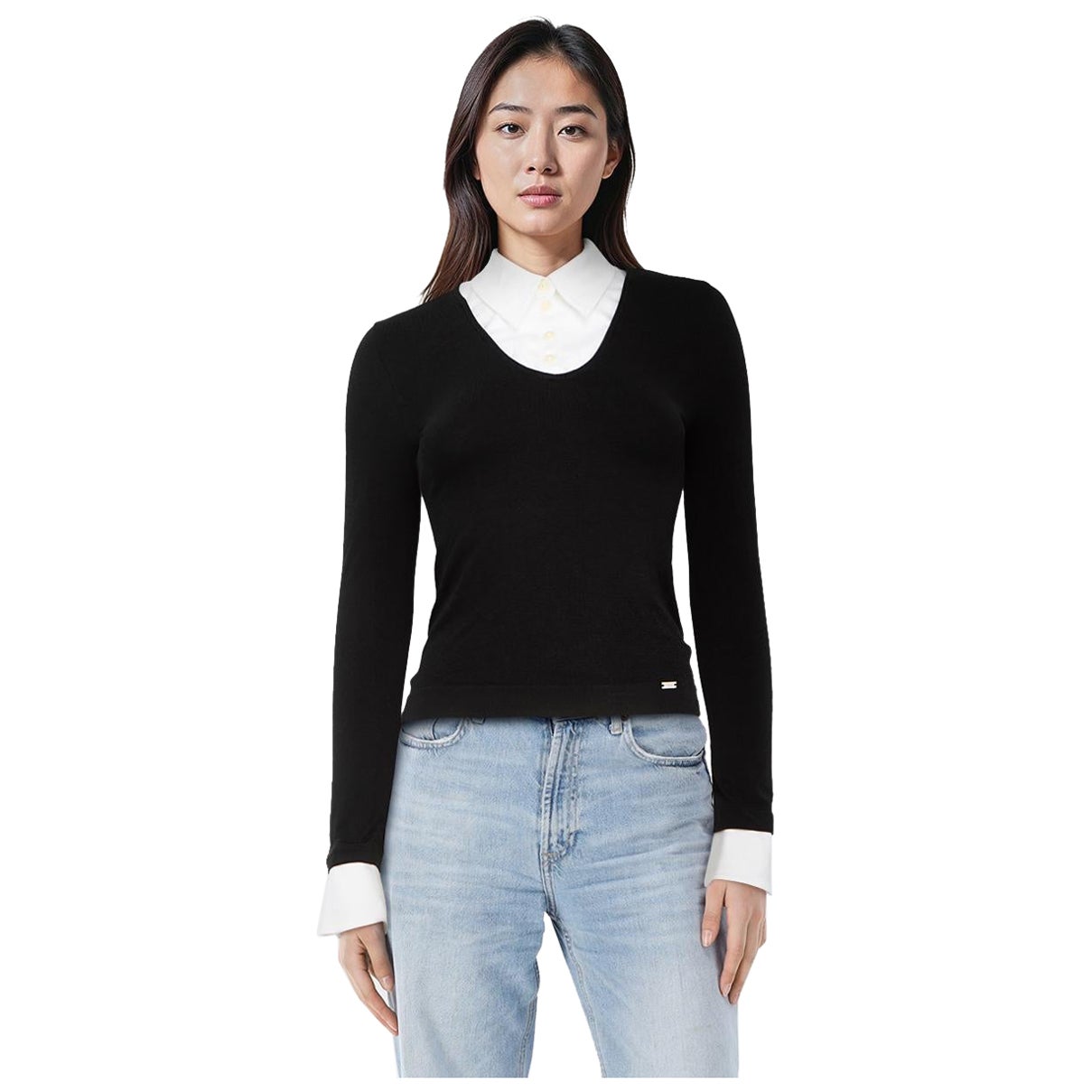 Wolford Layered Shirt & Sweater Rome Pullover Top Size S