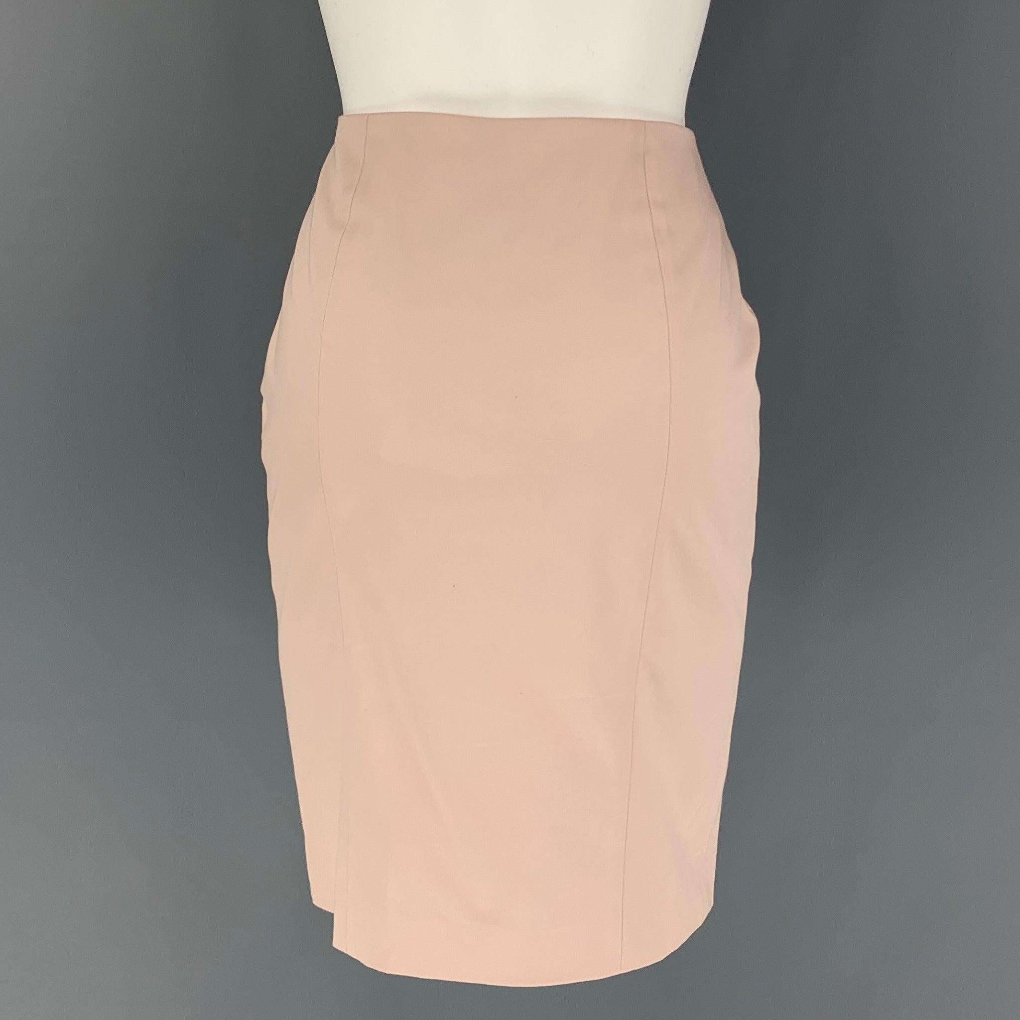 WOLFORD Size 4 Blush Cotton Pencil Skirt In Good Condition For Sale In San Francisco, CA