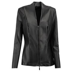 Wolford Damenjacke aus schwarzem Kunstleder mit Reißverschluss