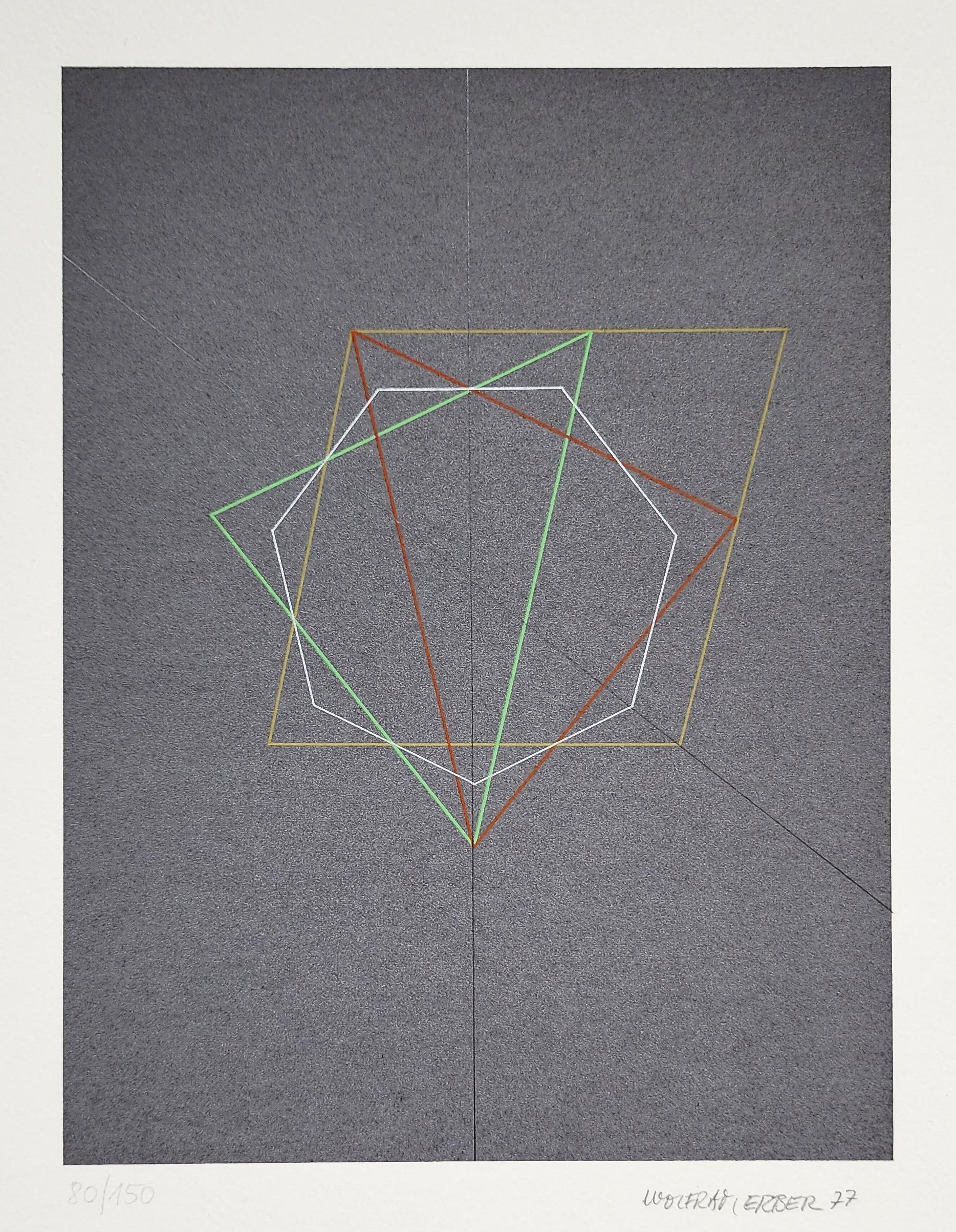 Wolfram Erber Abstract Print – Geometrische Abstraktion ohne Titel