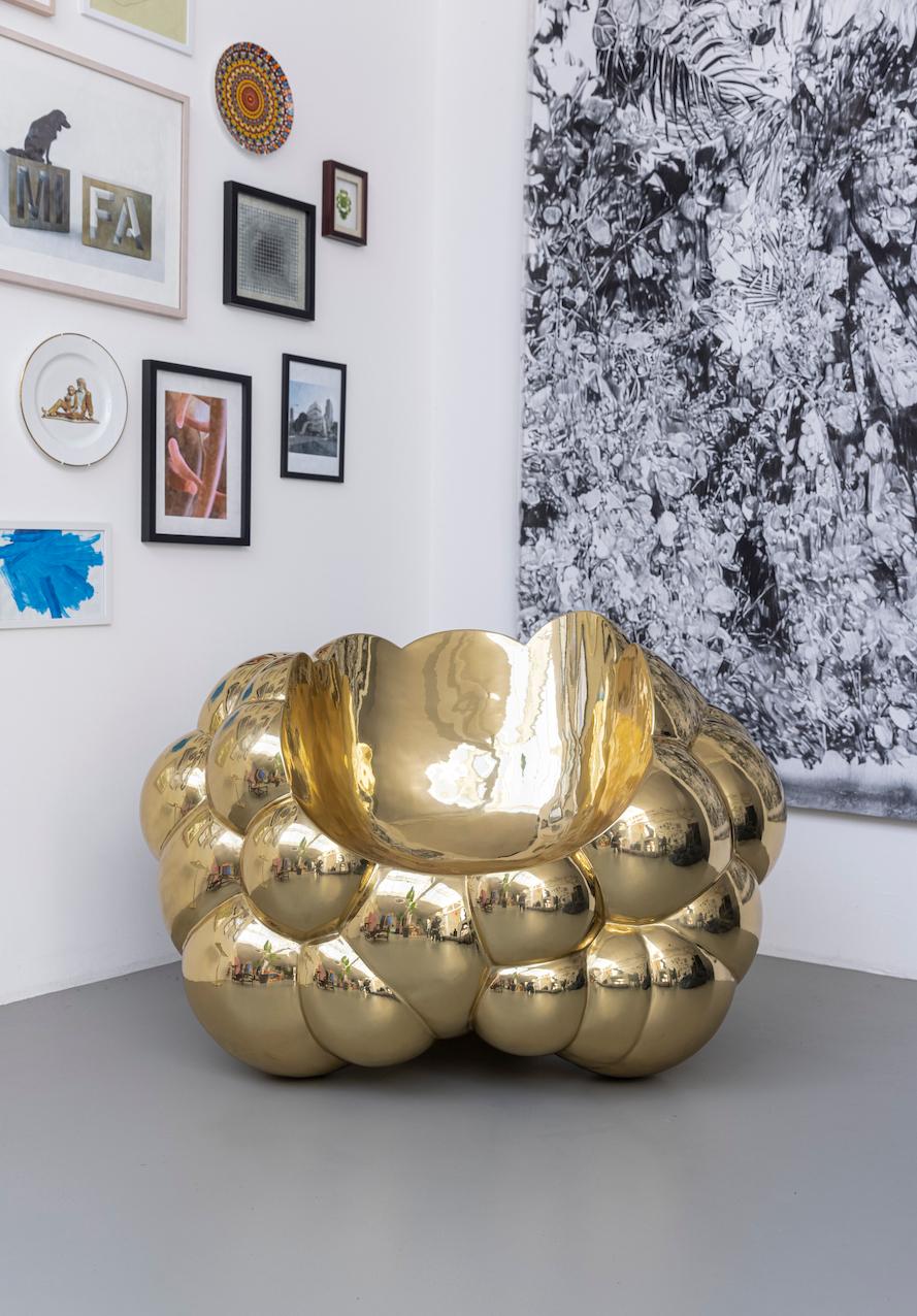 Indian Wolk Lounge Armchair in Brass by Richard Hutten For Sale