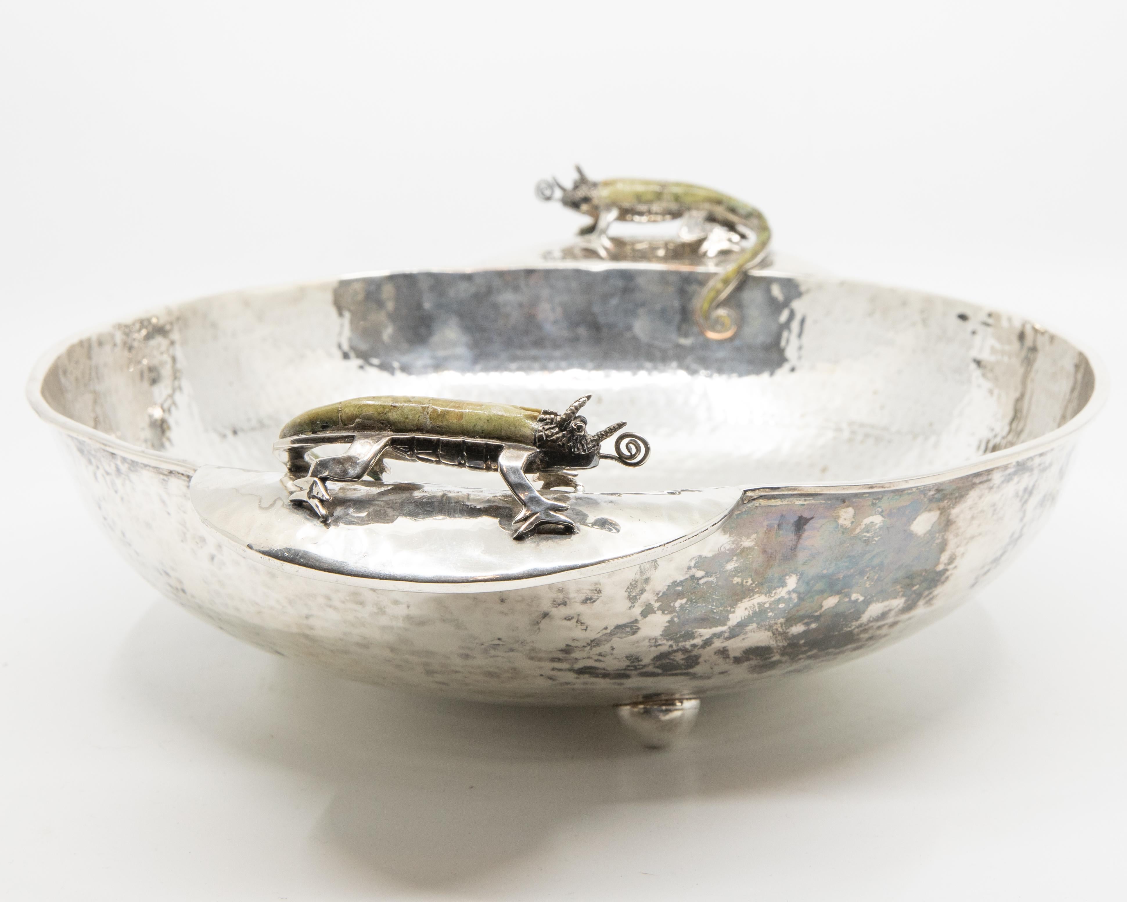 Mexican Wolmar Castillo circa 1960s Hand-Hammered Silver Plated Copper Bowl