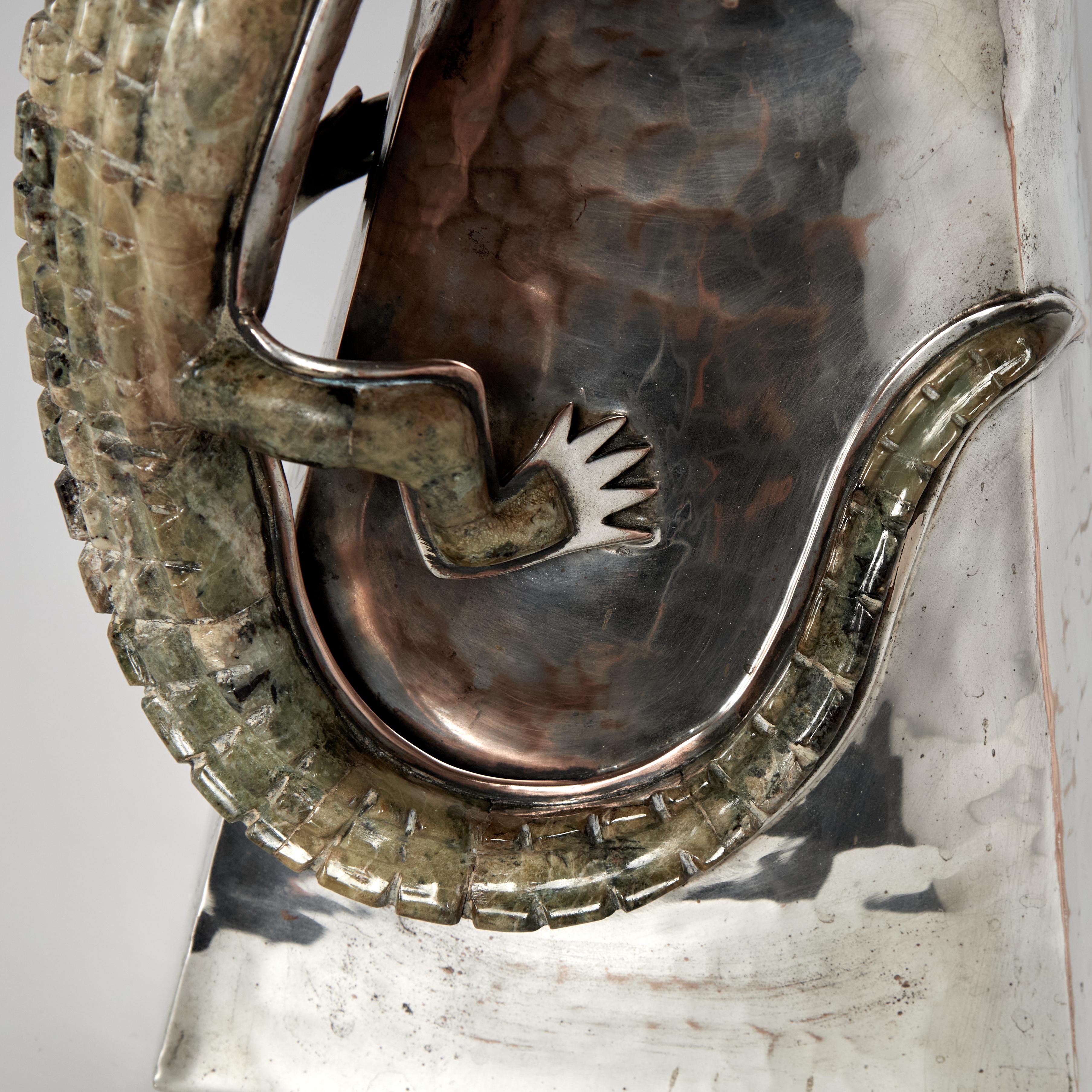 Wolmar Castillo Vintage Silver Plate Pitcher with Alligator For Sale 2