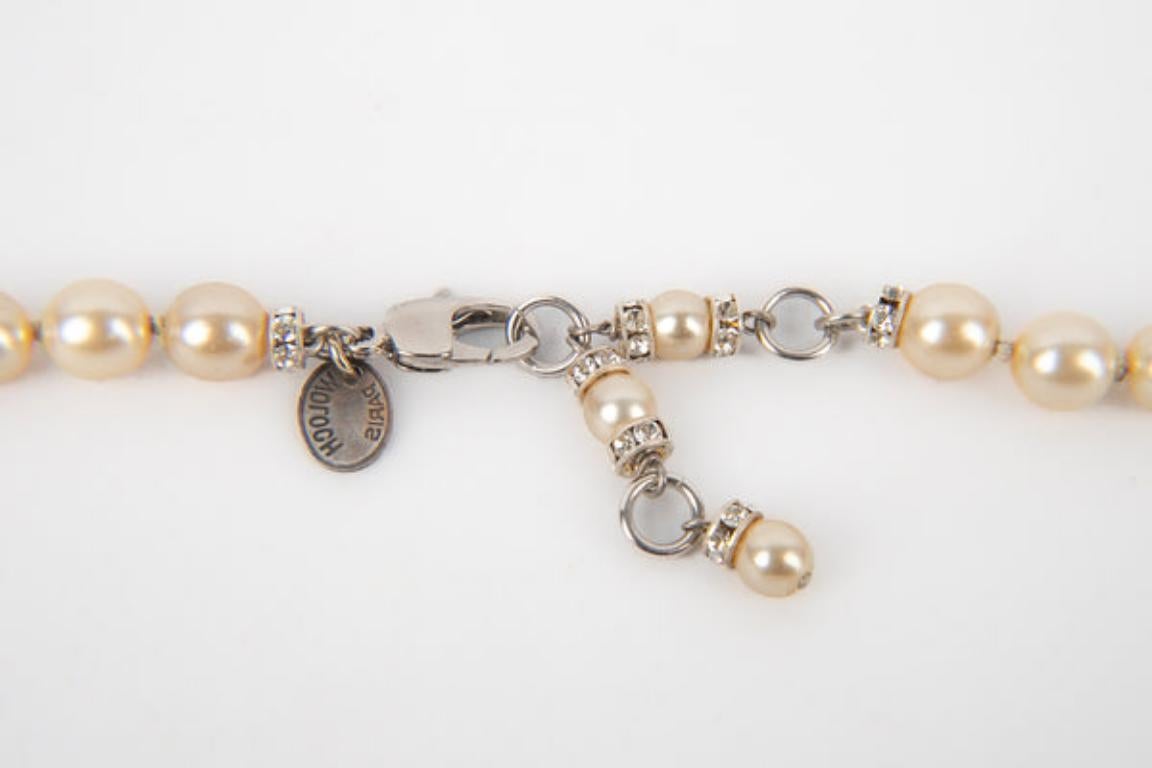 Woloch-Halskette „Rose“ mit Perlen und Swarovski-Strasssteinen im Angebot 2