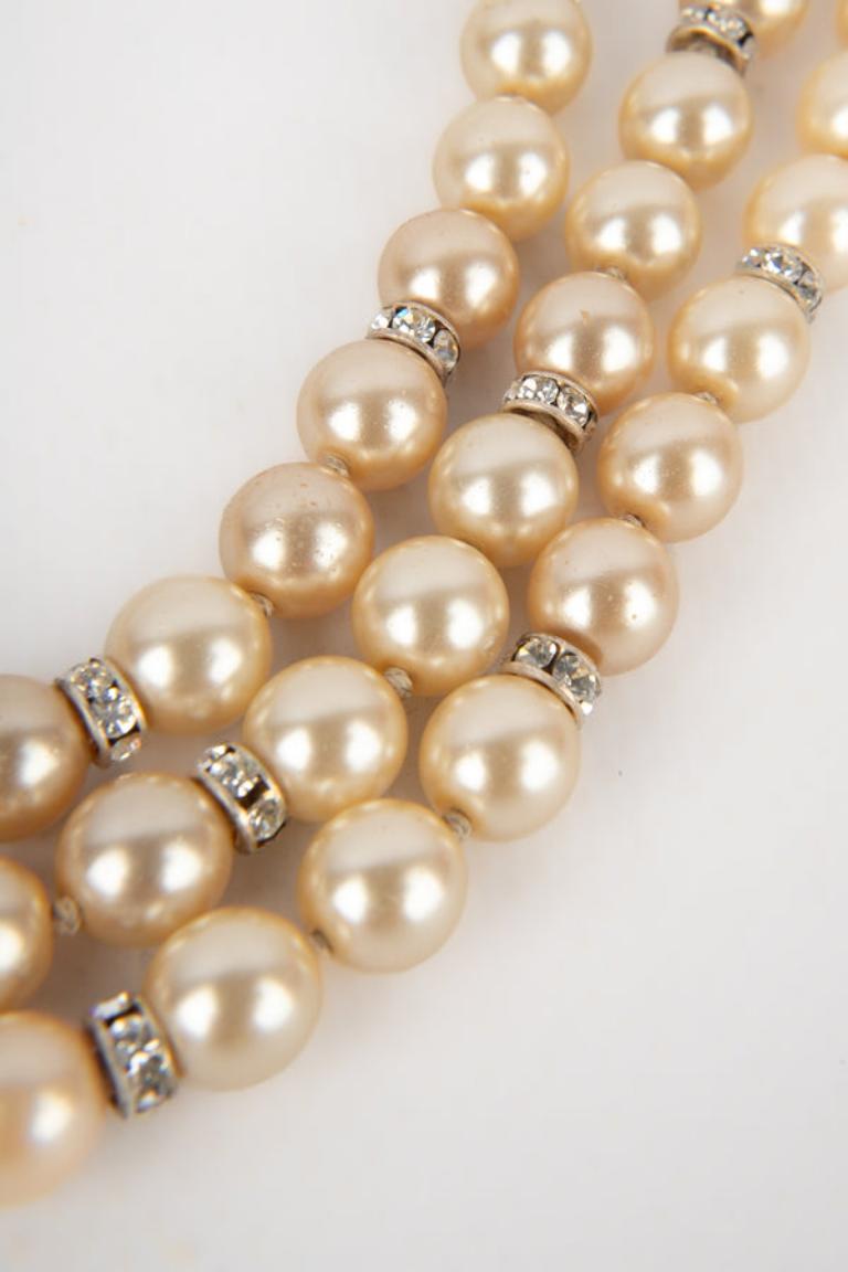 Woloch-Halskette „Rose“ mit Perlen und Swarovski-Strasssteinen im Angebot 3