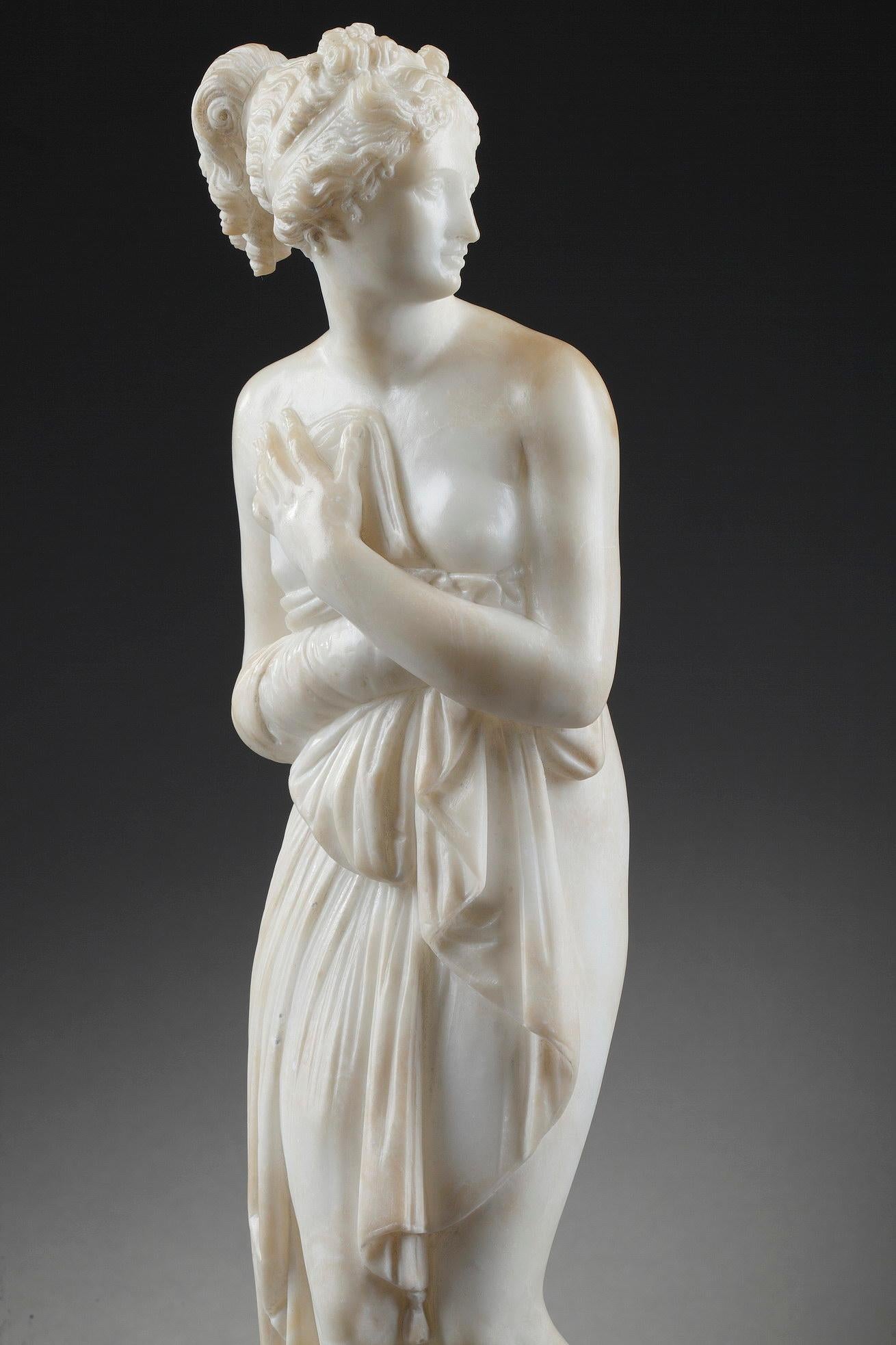 « Femme après sa salle de bains », sculpture en albâtre, d'après Antonio Canova 3