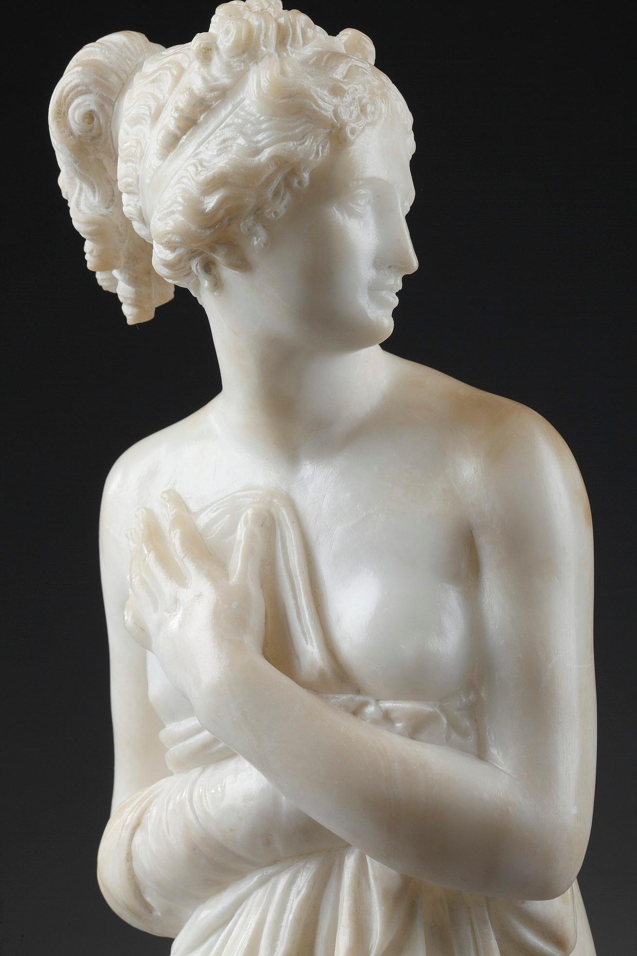 « Femme après sa salle de bains », sculpture en albâtre, d'après Antonio Canova 4