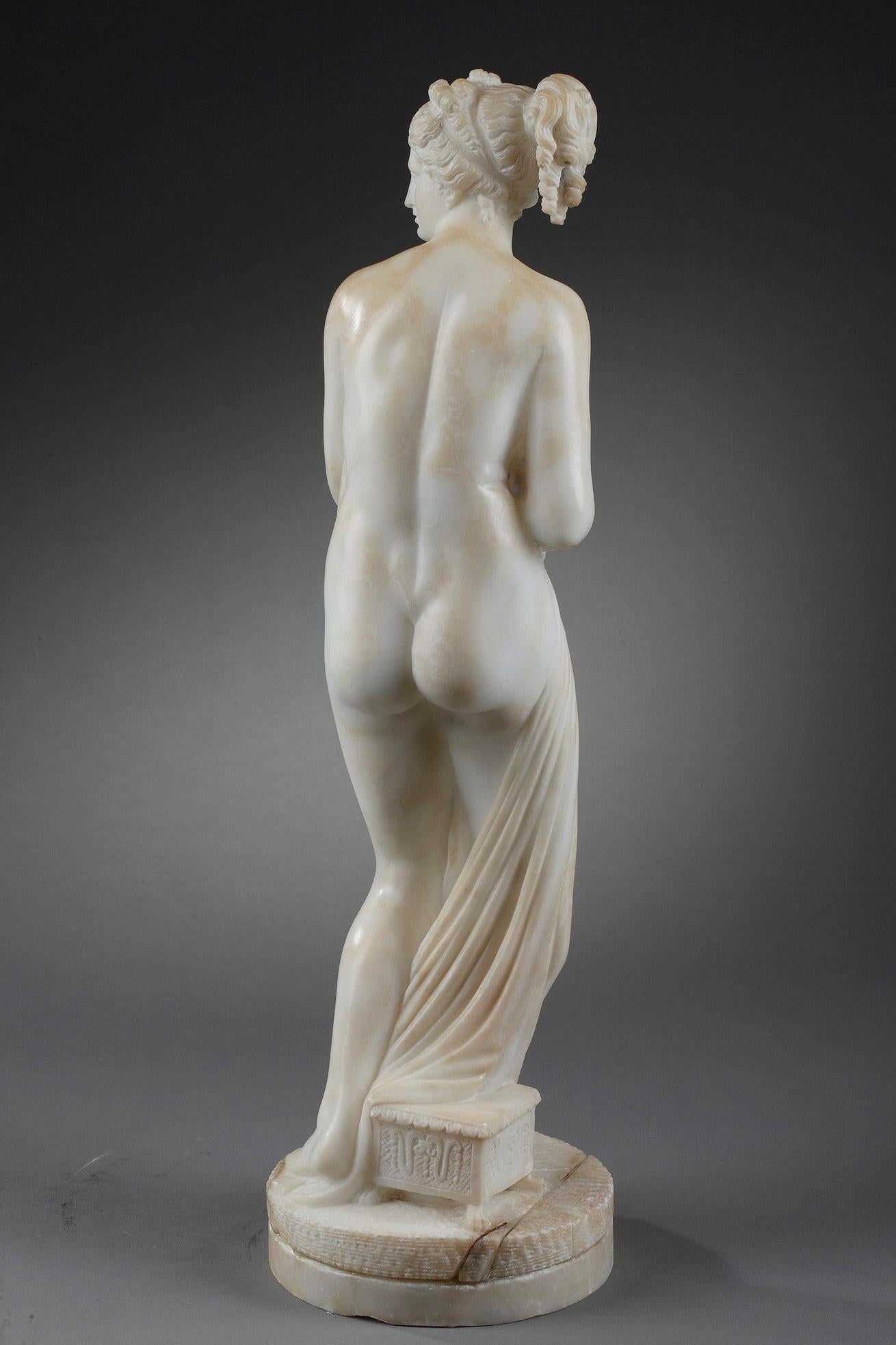 Fin du XIXe siècle « Femme après sa salle de bains », sculpture en albâtre, d'après Antonio Canova