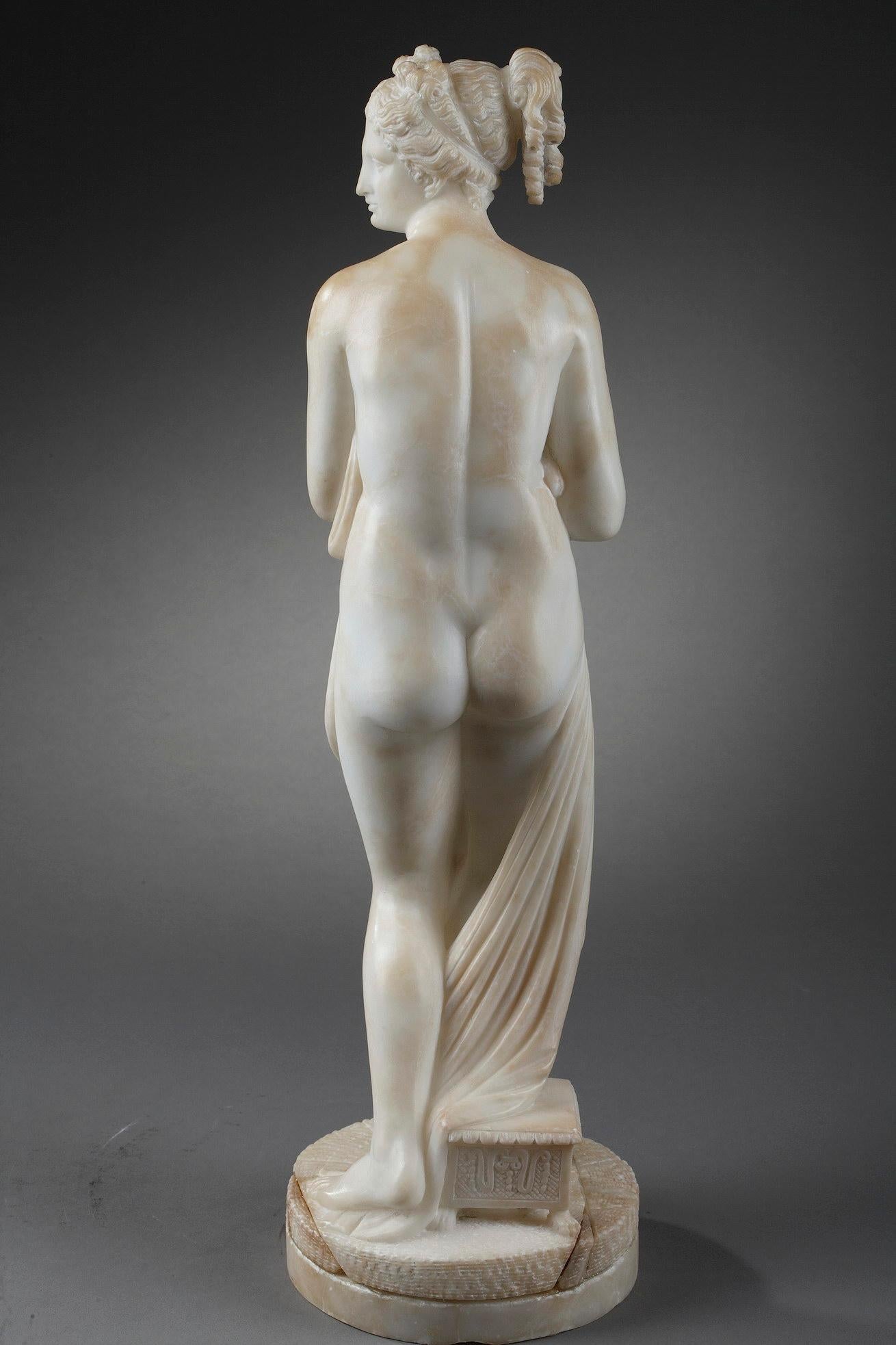 Albâtre « Femme après sa salle de bains », sculpture en albâtre, d'après Antonio Canova