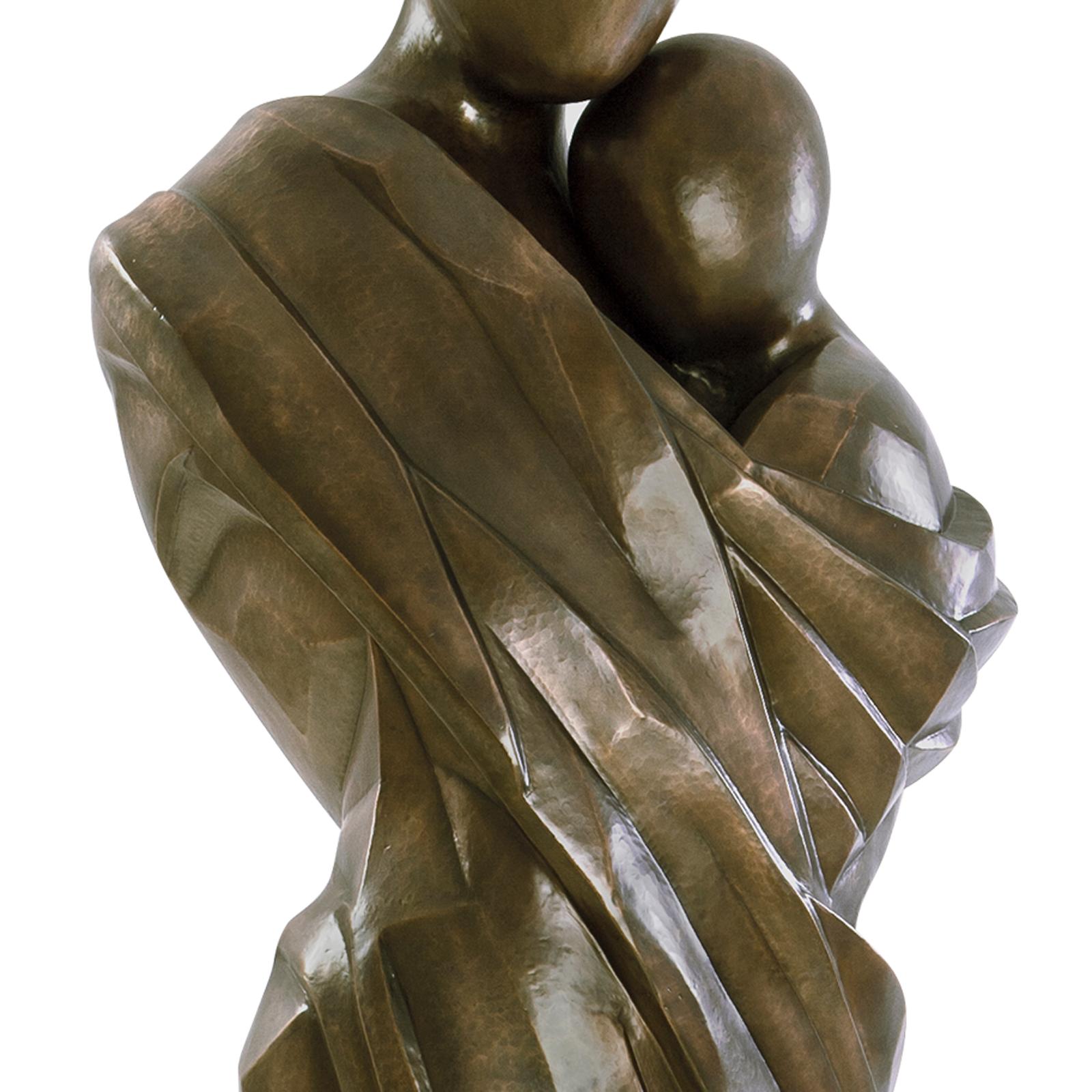 Contemporary Woman and Child Life-Size Sculpture in Solid Brass For Sale
