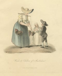 Woman and Children of Amsterdam, Antique Ackermann Print, 1817