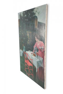 Woman and Children Outdoor Tea Oil Painting on Canvas