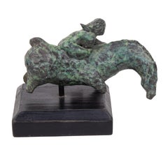 "Woman and Horse" Abstract Bronze Figure with Pedestal