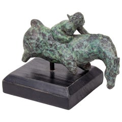 "Woman and Horse" Abstract Bronze Figure with Pedestal