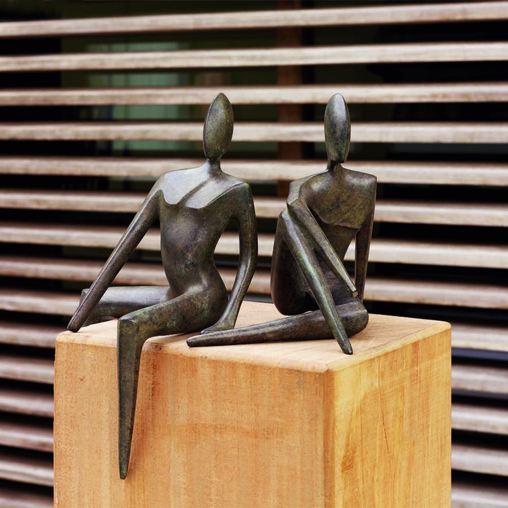 Frauen- und Mann-Set aus 2 Skulpturen im Angebot 1