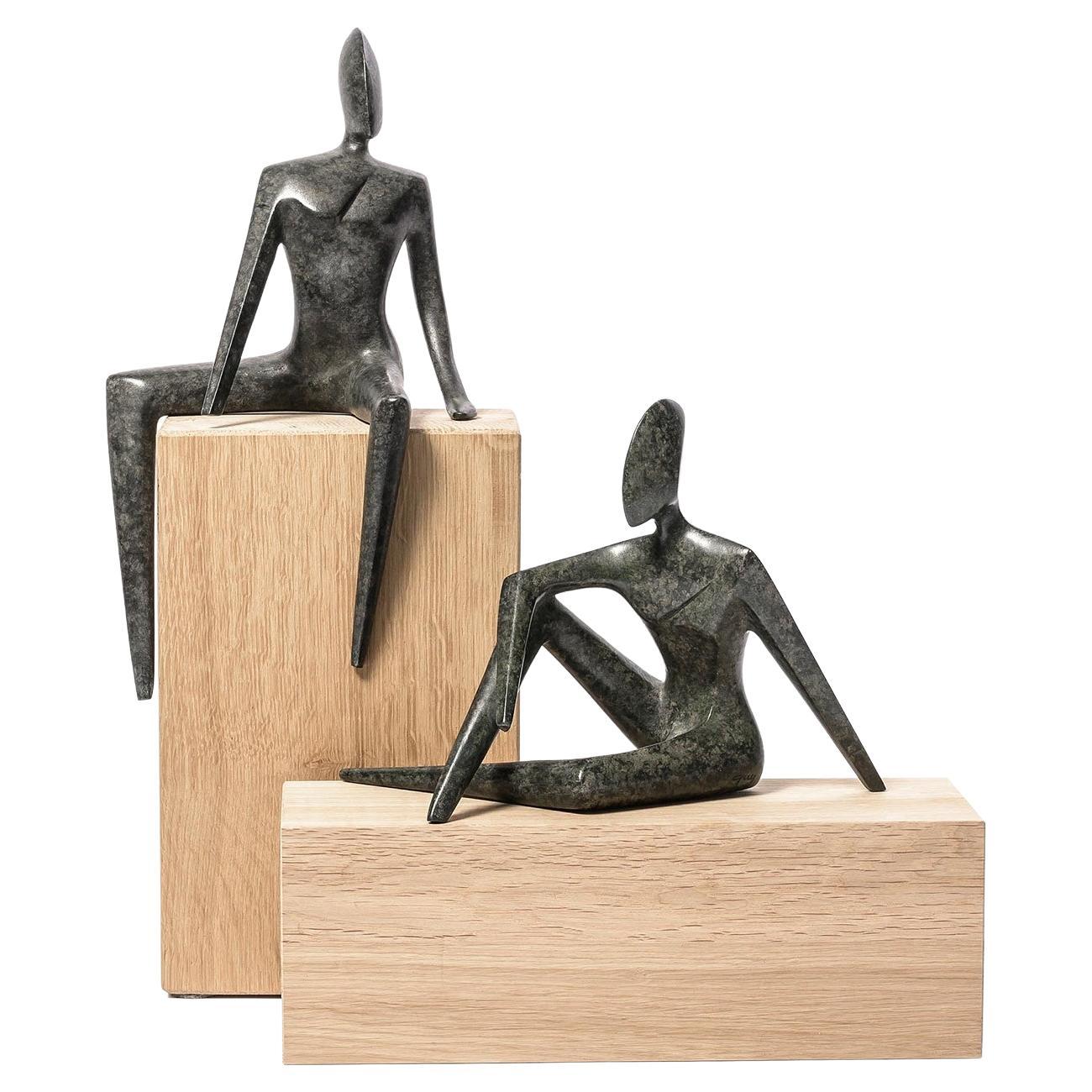 Woman and Man Set of 2 Sculpture For Sale