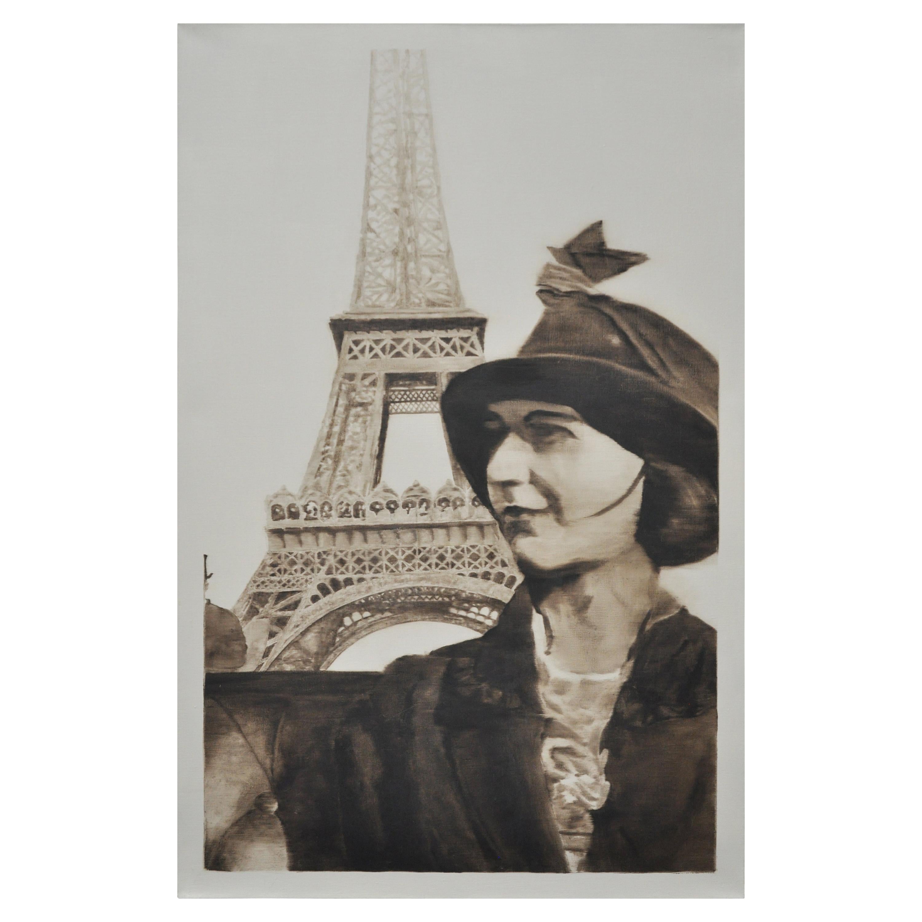 Woman at the Eiffel Tower For Sale