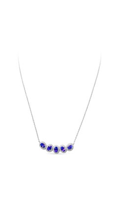 Natural Tanzanite 5 Stone Pendant Necklace 925 Silver Fashion Jewelry (4.0 cts)