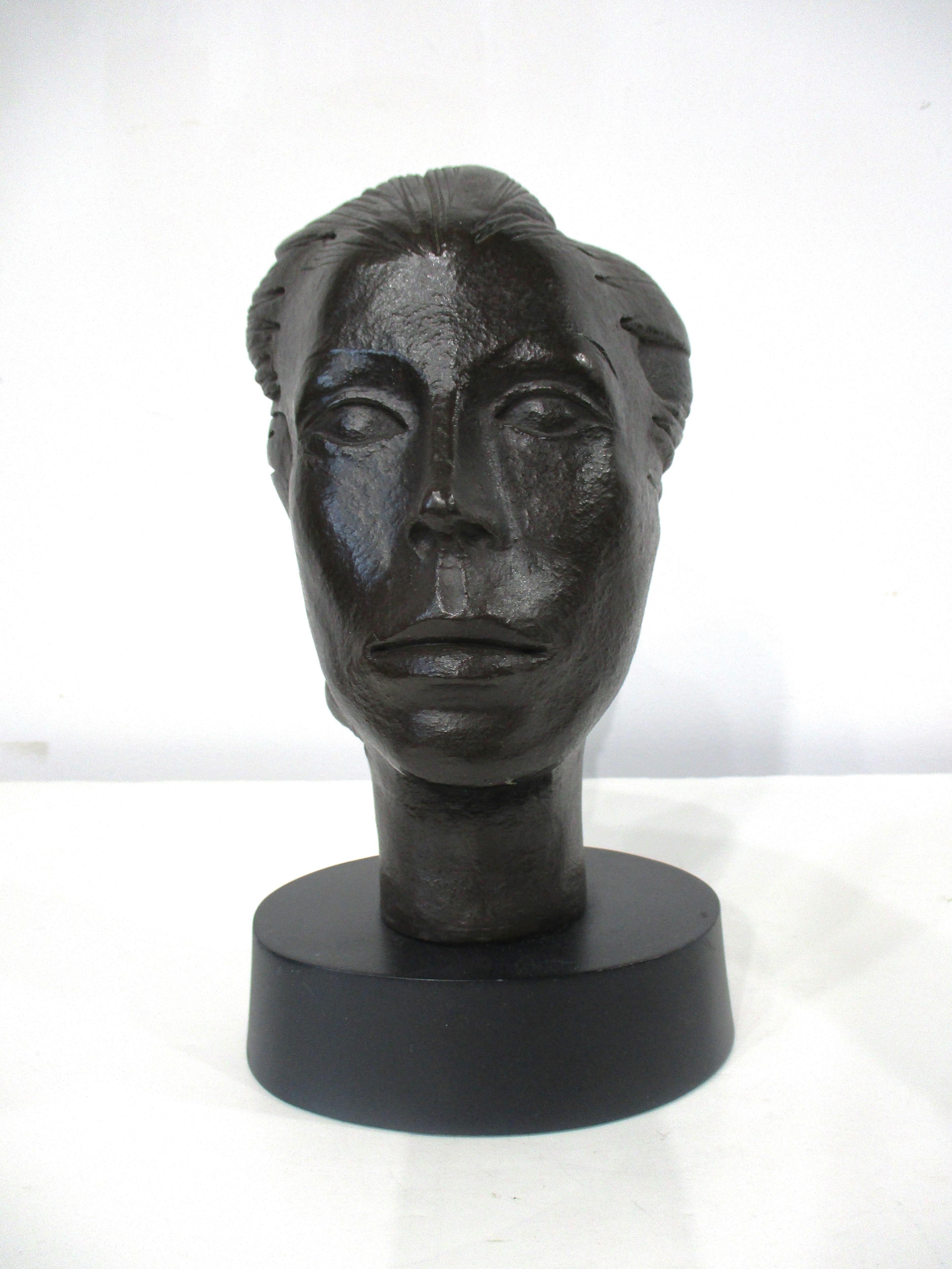 Bauhaus Woman Bronze Style Head Sculpture by G.C. Marini 318/ 500    For Sale
