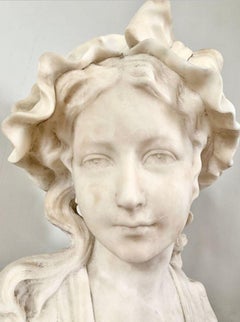Woman Bust, Alabaster, 19th Century