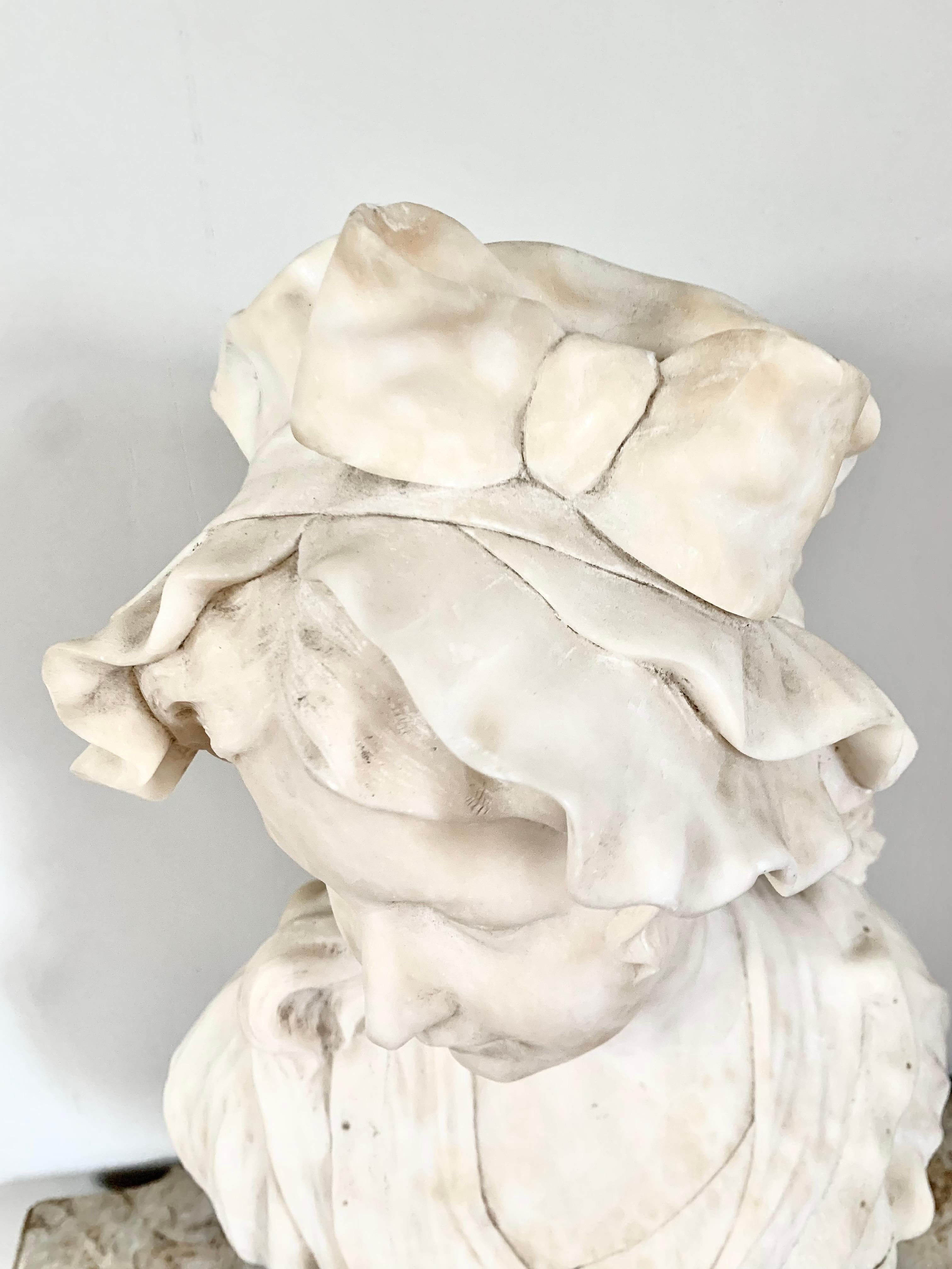 Français Buste de femme, albâtre, 19e siècle en vente