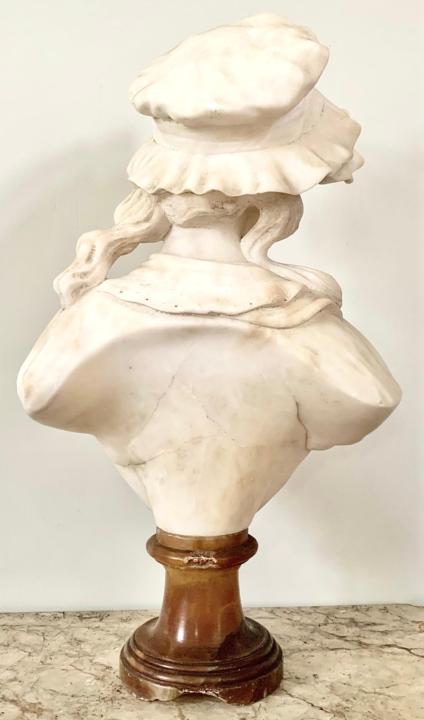 Buste de femme, albâtre, 19e siècle en vente 2