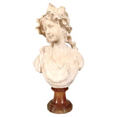 Woman Bust, Alabaster, 19th Century