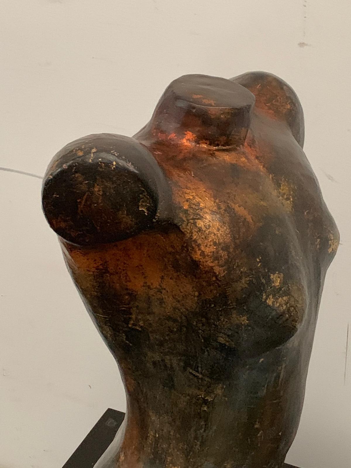 Late 20th Century Woman bust in resin patinated with metallic chrome, '90s