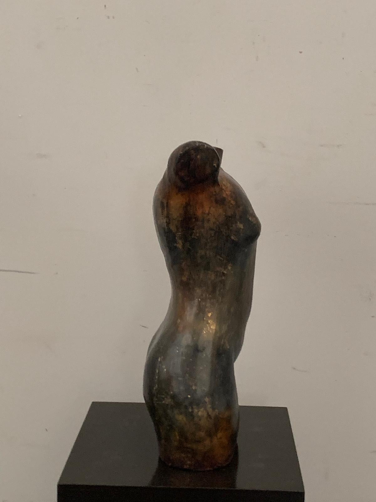 Busto di donna in resina patinata con cromo metallico, anni '90 in vendita 2