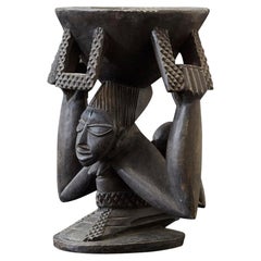 Antique Woman Carrying Baby in a Papoose, Kola Nut Holder from Abeokuta, Nigeria, 1950s