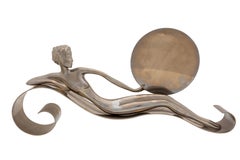 Woman Figurine Decorative Mirror Werkstätte Hagenauer Vienna Late 1960s