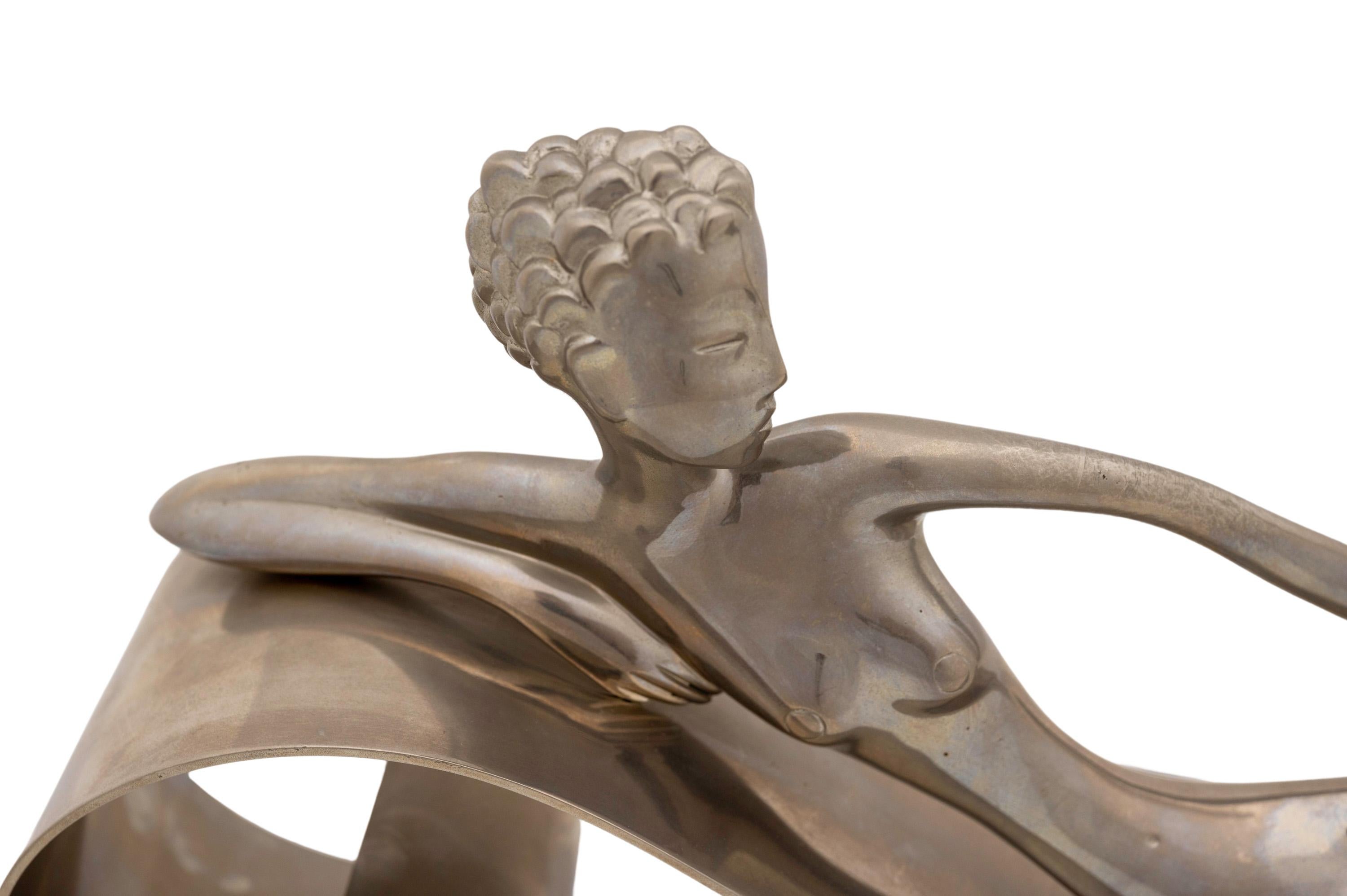 Woman Figurine Decorative Mirror Werkstätte Hagenauer Vienna Late 1960s In Good Condition In Klosterneuburg, AT
