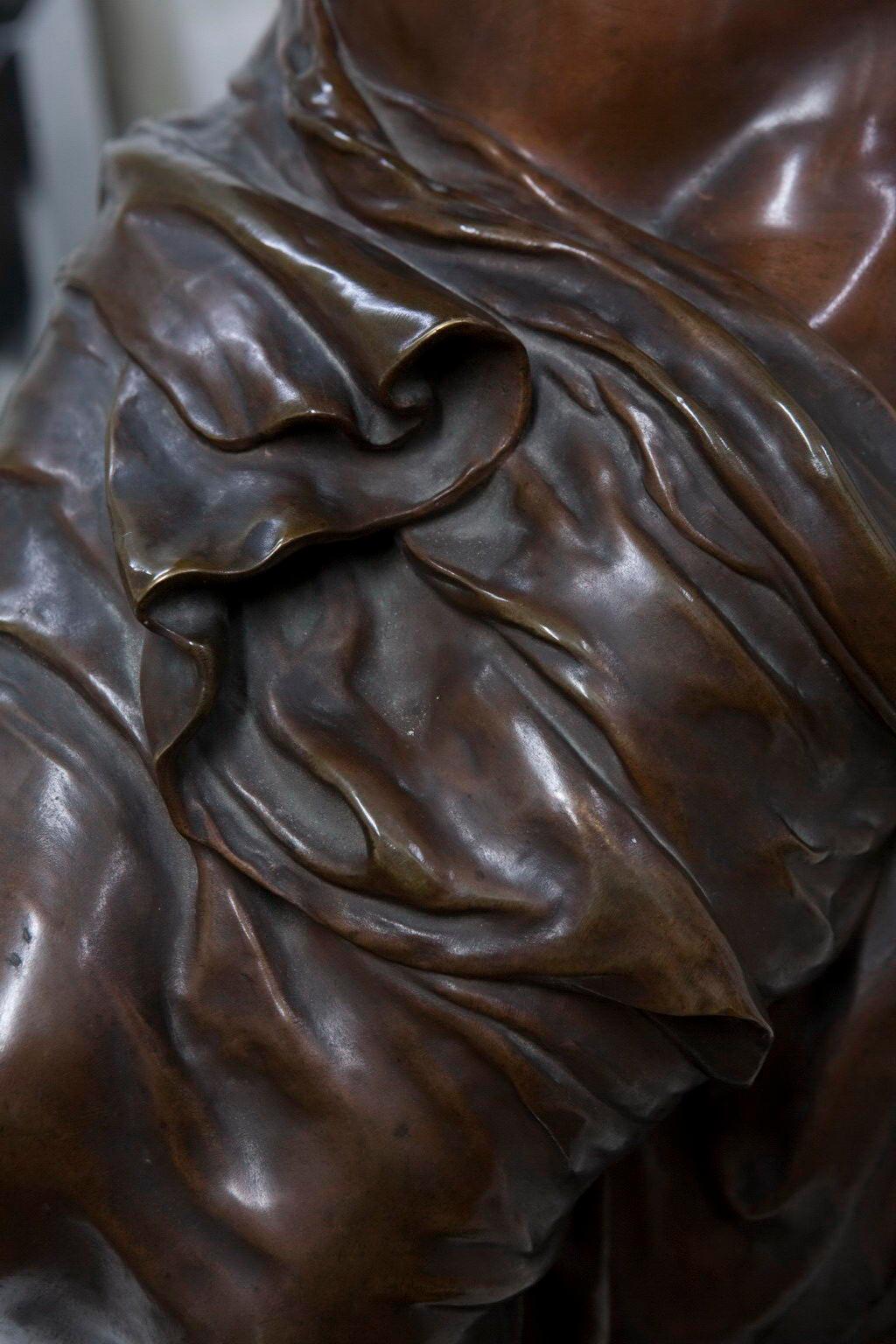 Bronze Sculpture. 

Moreau Mathurin
Mathurin Moreau (1822-1912) was a French sculptor of the academic style. Born in Dijon, he was renowned for his sculptures exhibited at the Salon, where he received a medal of honor in 1897. In addition to his