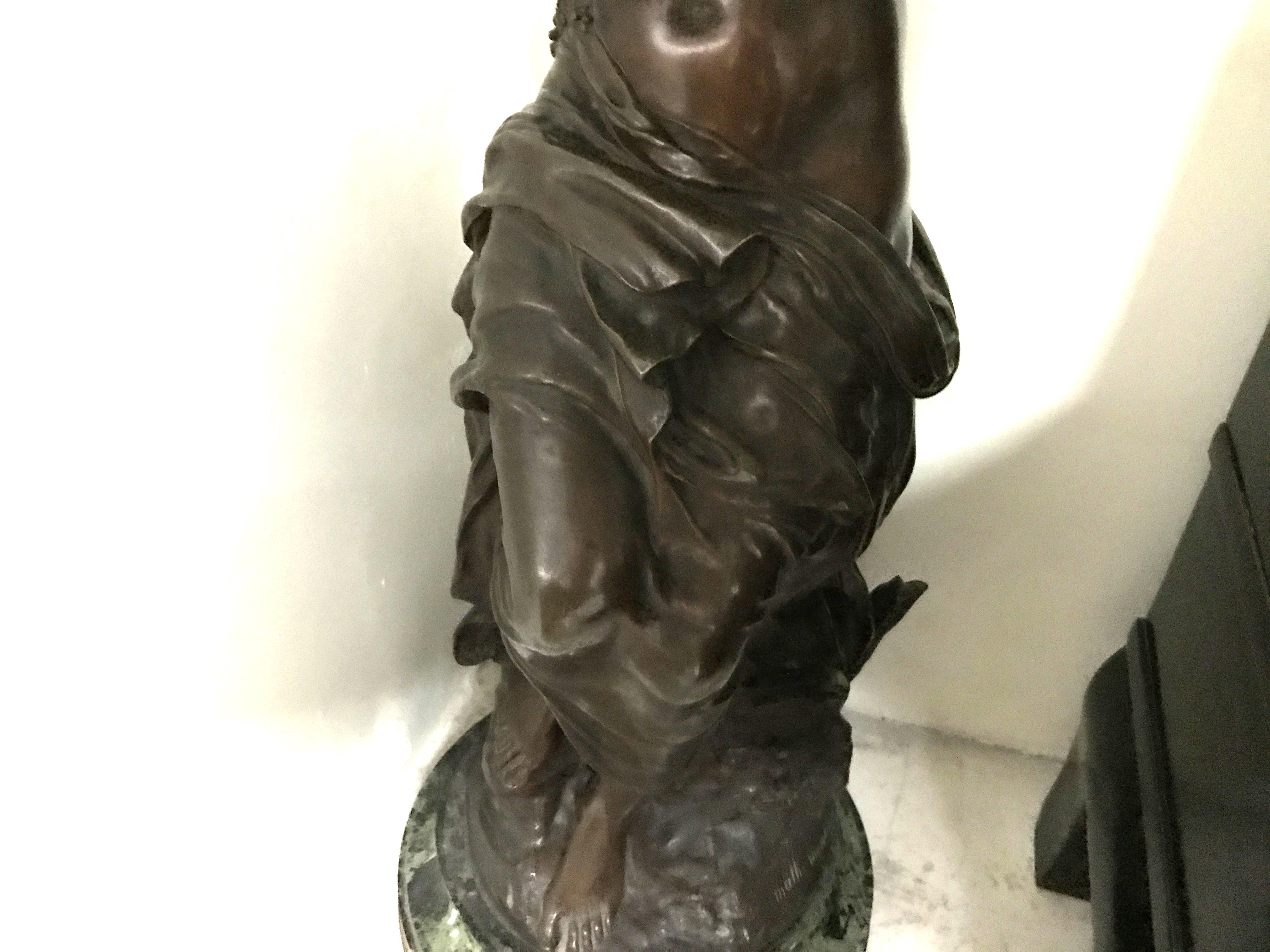 Woman, France, Material, Bronze and Marble, Sign,  Math. Moreau Hors concours For Sale 2