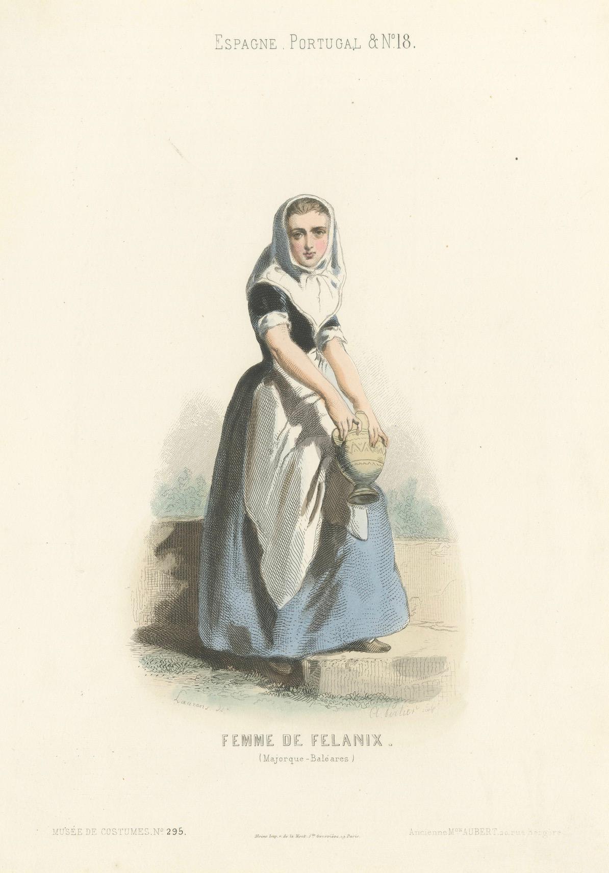 Frau aus Felanitx, Mallorca - Handkolorierte Lithographie, Espagne & Portugal, 1845 im Angebot 4