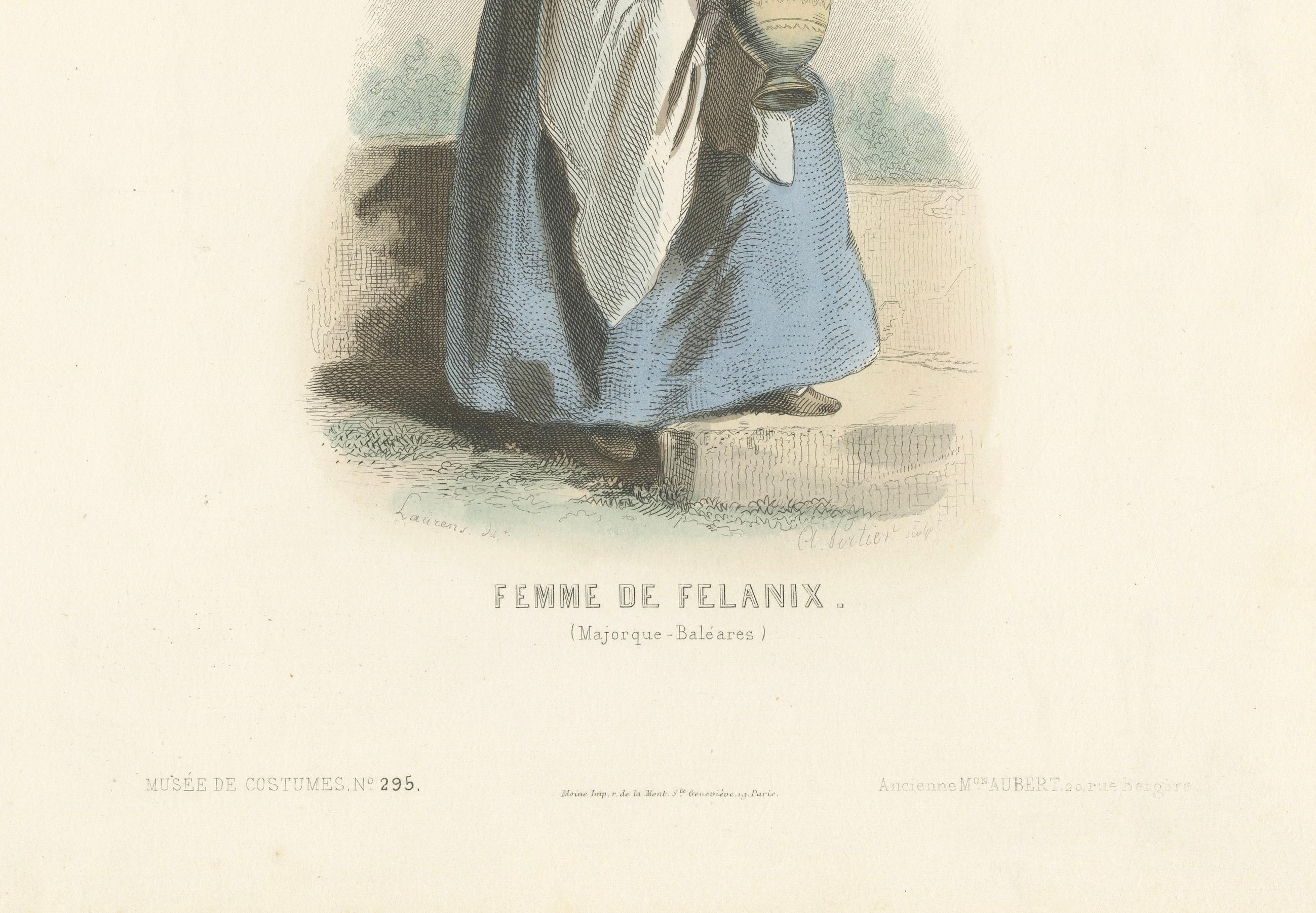 Frau aus Felanitx, Mallorca - Handkolorierte Lithographie, Espagne & Portugal, 1845 (Französisch) im Angebot