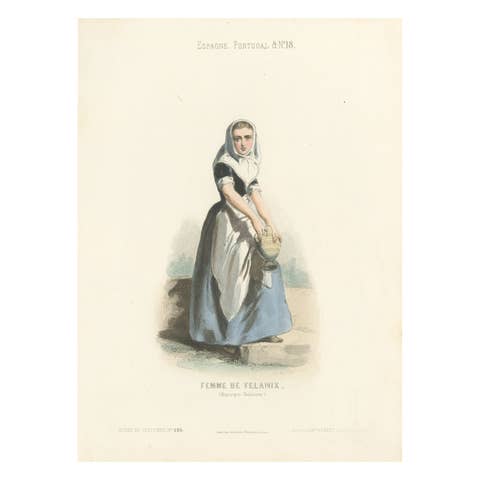 Woman from Felanitx, Majorca – Hand-Colored Lithograph, Espagne & Portugal, 1845