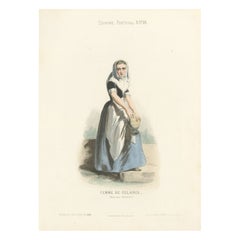 Woman from Felanitx, Majorca – Hand-Colored Lithograph, Espagne & Portugal, 1845