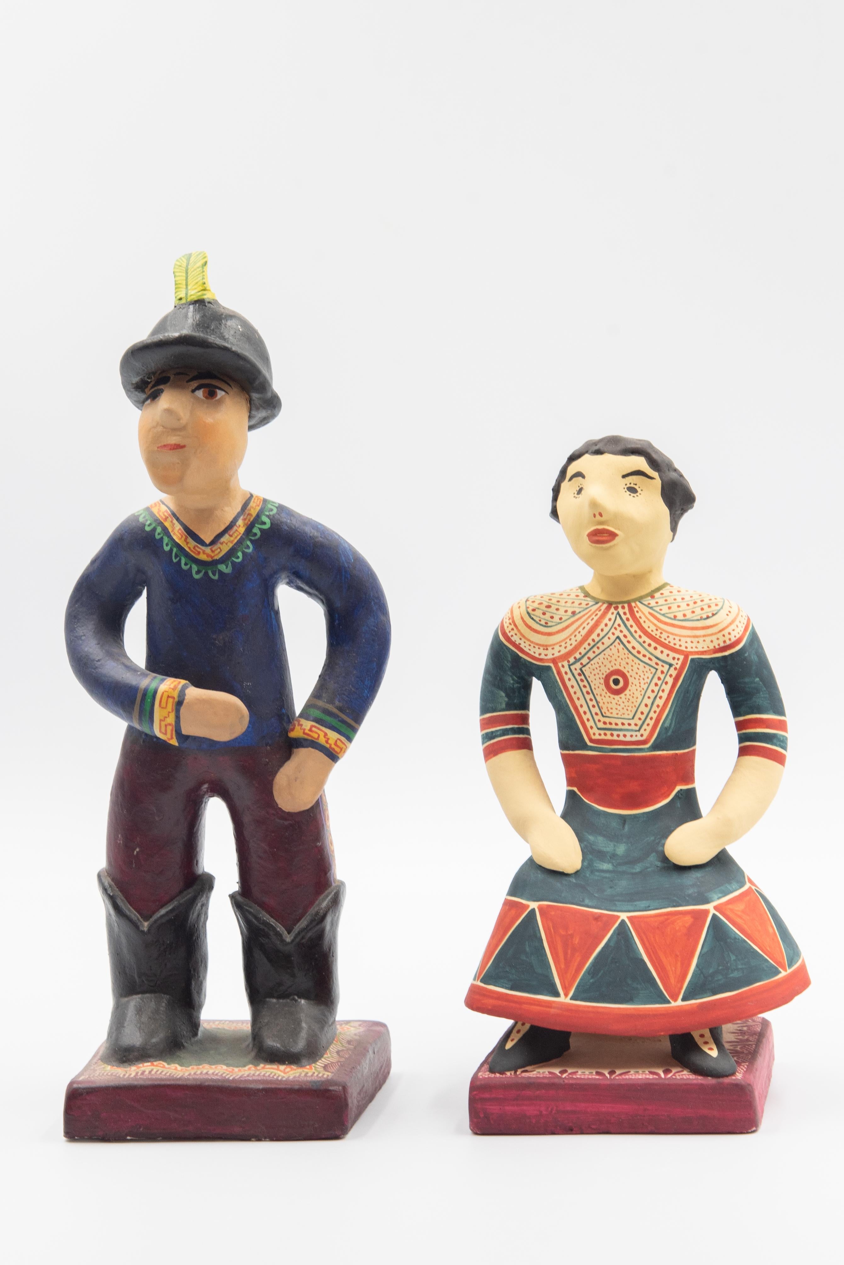 These colorful Folk Art statues are pieces inspired by the collection by Catalina Orta Uroza de Castillo in the 1950s-- displayed in the Museum of International Folk Art in New Mexico. Made in Izucar de Matamoros by her daughter in law, Soledad
