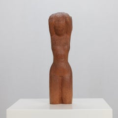 Sculpture en bois « Femme enchaînée » représentant un torse, sculptée à la main, Pays-Bas, années 1970