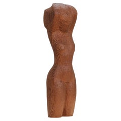 Sculpture en bois « Femme enchaînée » représentant un torse, sculptée à la main, Pays-Bas, années 1970